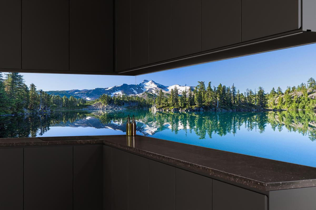 Küchenrückwand - Jefferson Park spiegelnd im Morgenlicht