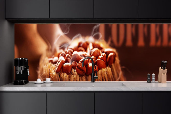 Küchenrückwand - Kaffeebohnen frisch geröstet