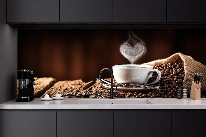 Küchenrückwand - Kaffeetasse mit herzförmigem Dampf