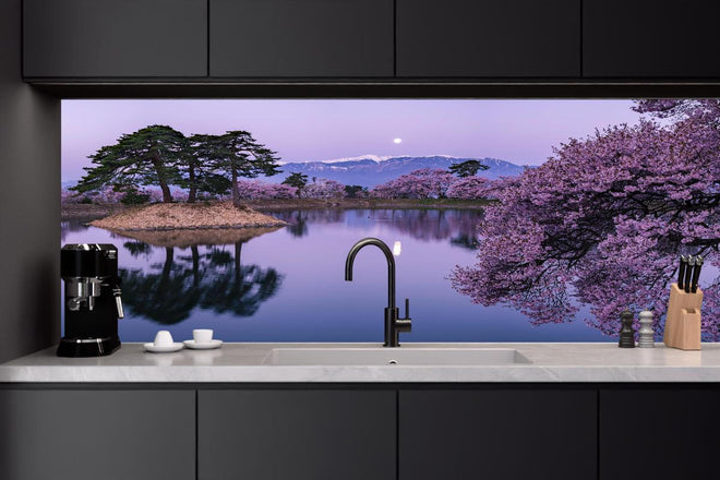 Küchenrückwand - Kirschblüte - Vollmond