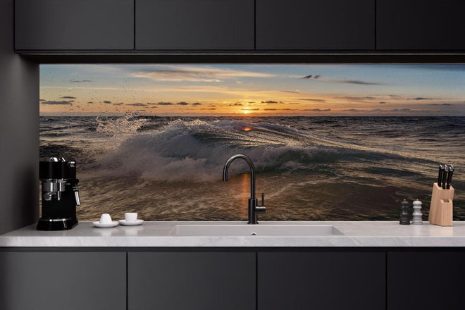 Küchenrückwand - Kleine Windwelle bei Sonnenuntergang