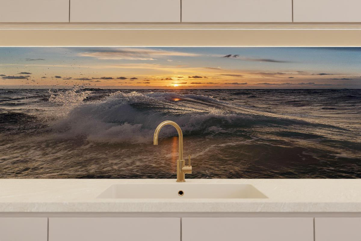 Küchenrückwand - Kleine Windwelle bei Sonnenuntergang