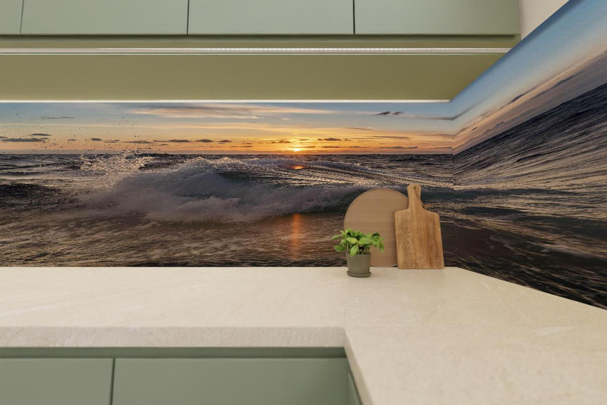 Küchenrückwand - Kleine Windwelle bei Sonnenuntergang