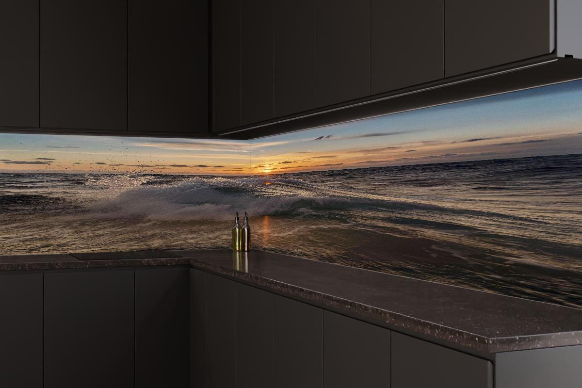 Küchenrückwand - Kleine Windwelle bei Sonnenuntergang