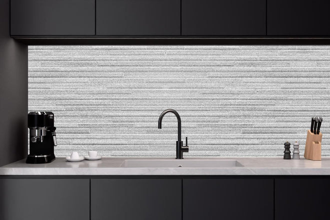 Küchenrückwand - Konstruktion der modernen weißen Steinwand