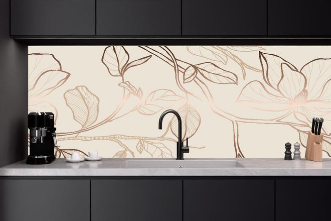 Küchenrückwand - Kupferfarbene Blüten