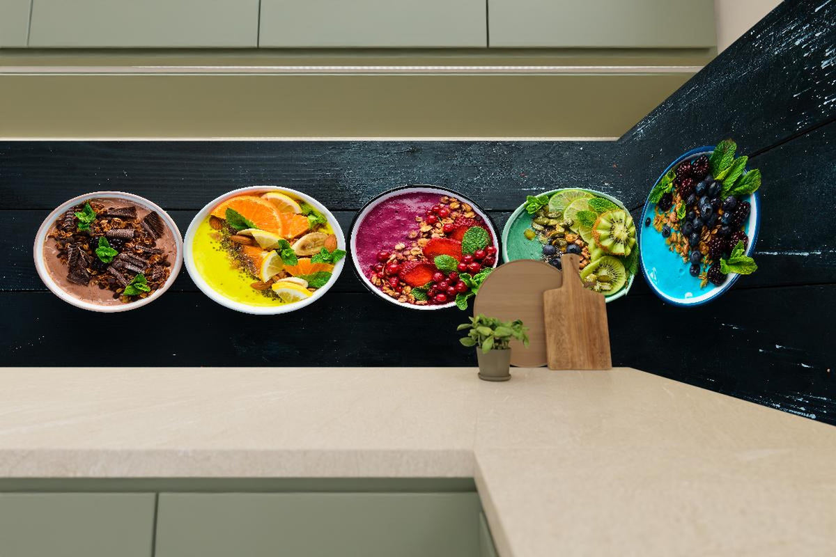 Küchenrückwand - Leckere Frucht-Joghurt-Bowls