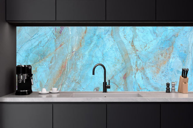 Küchenrückwand - Luxuriöser Onyxmarmor in Aqua Tone