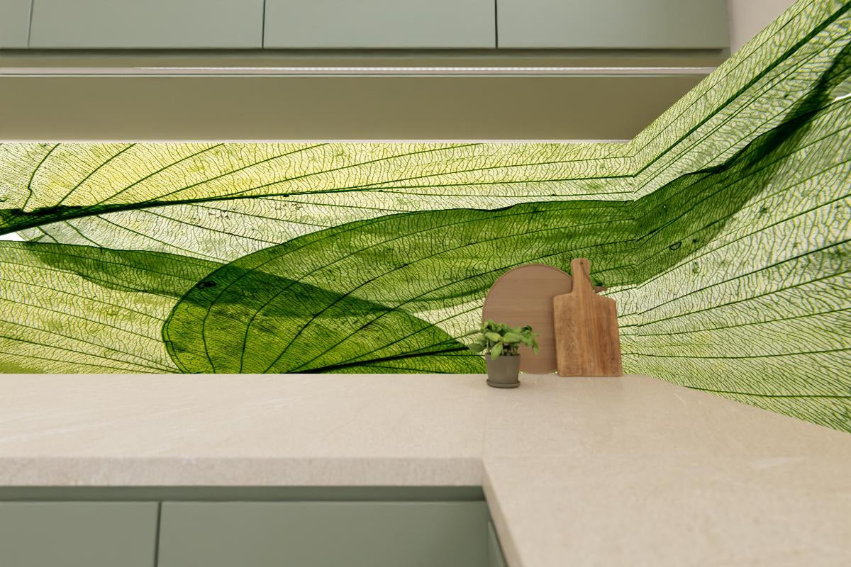 Küchenrückwand - Makrotextur von herbstlich getrockneten Blättern