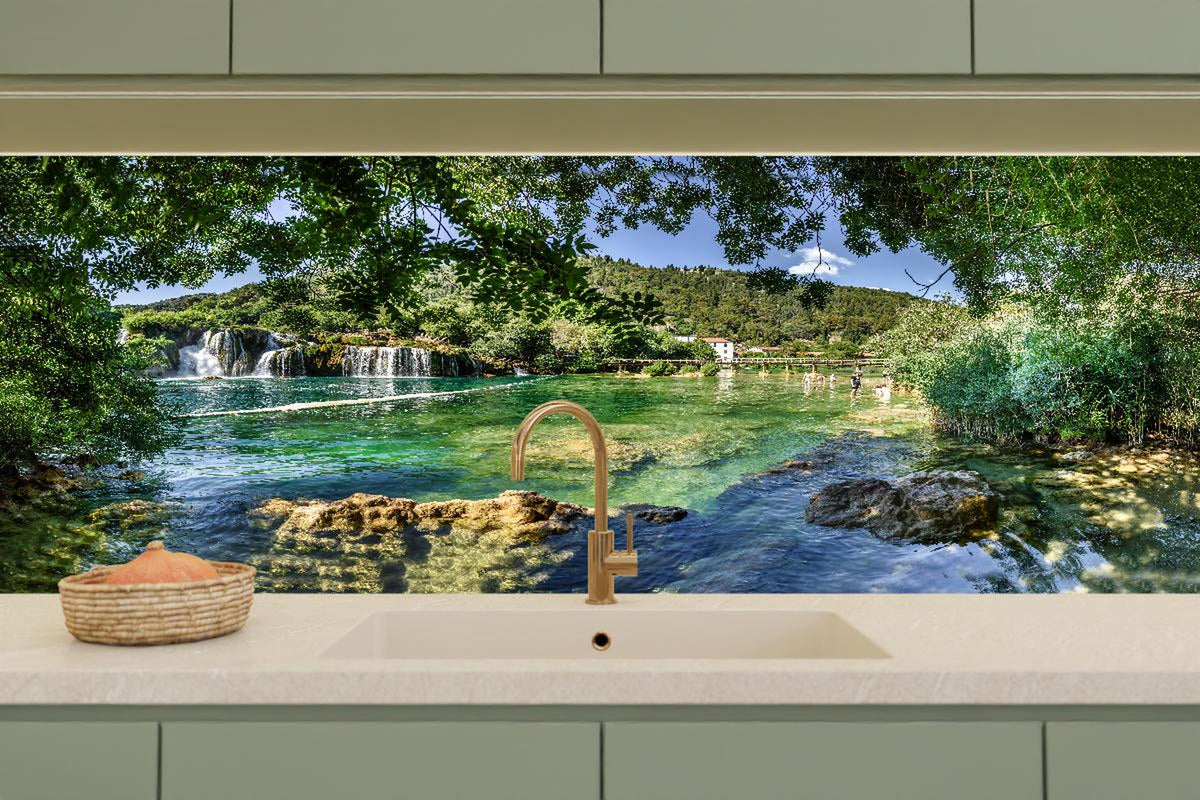 Küchenrückwand - Mediterraner Wasserfall
