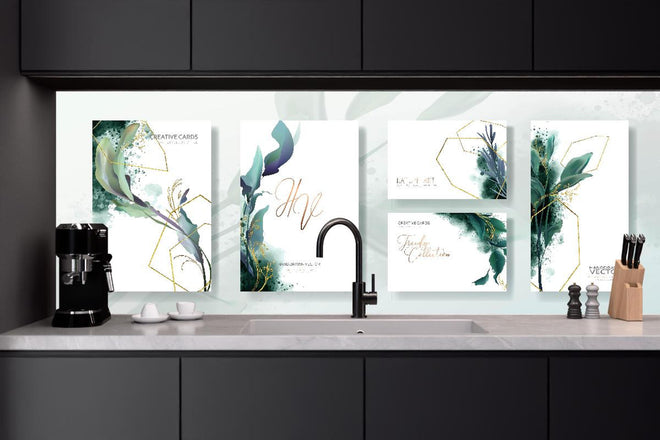 Küchenrückwand - Moderne Abstrakte Kunst mit Goldakzenten