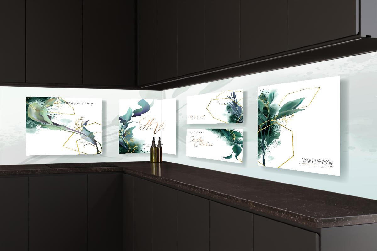 Küchenrückwand - Moderne Abstrakte Kunst mit Goldakzenten
