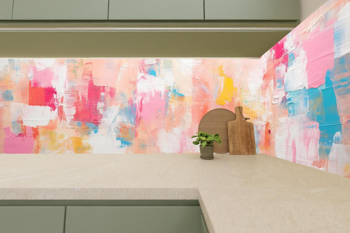 Küchenrückwand - Moderne Abstrakte Malerei in Pastellfarben