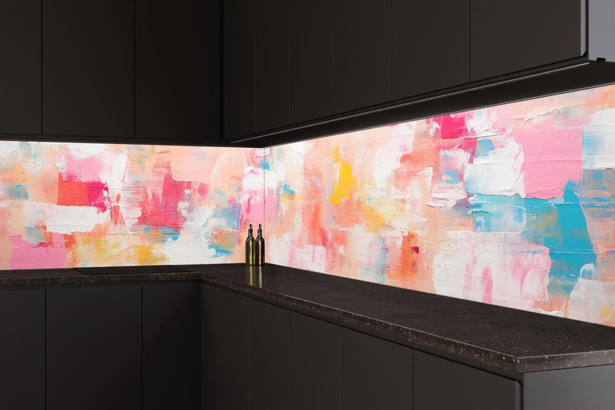Küchenrückwand - Moderne Abstrakte Malerei in Pastellfarben