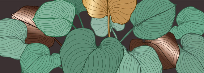 Küchenrückwand - Moderne Blattlinien Kunst in Erdtönen