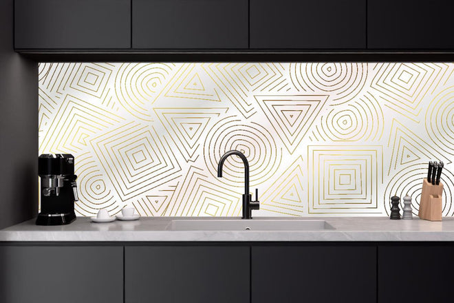 Küchenrückwand - Moderne Weiß-Goldene Geometrie Textur