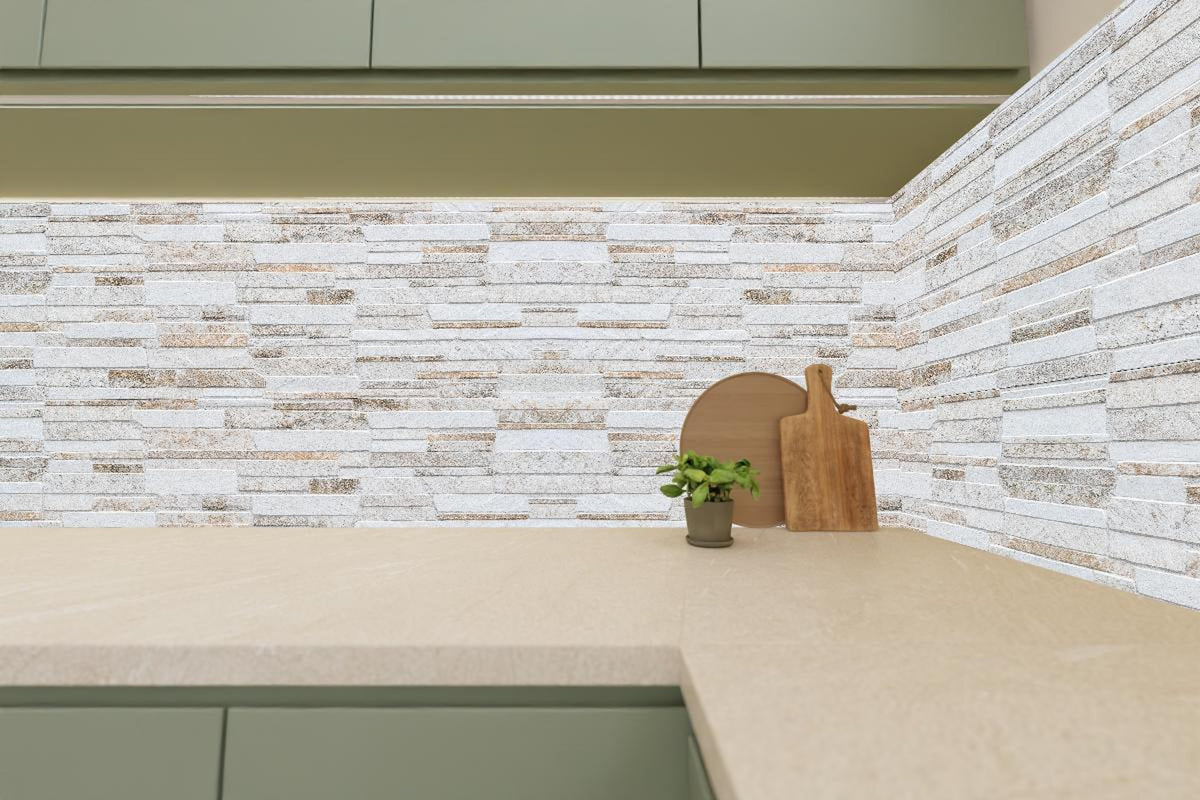 Küchenrückwand - Modernen braunen Steinmauer