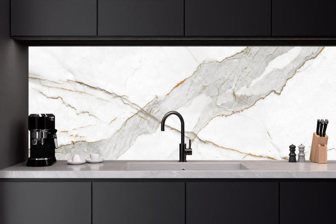 Küchenrückwand - Moderner Weiß-Grauer Marmor