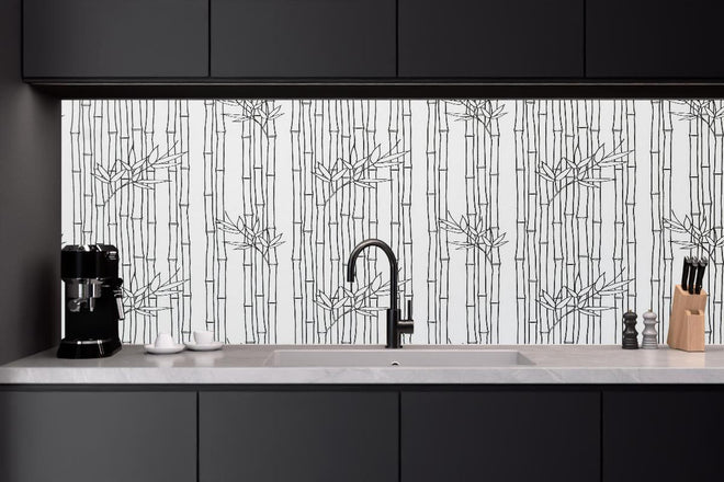 Küchenrückwand - Modernes Bambus Linienmuster in Grautönen