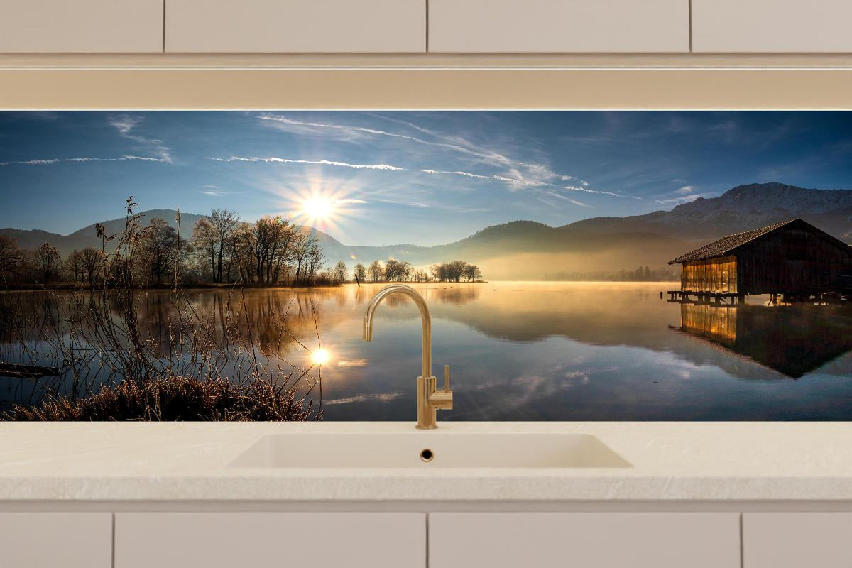 Küchenrückwand - Morgensonnenblick auf den Bayerischen Kochelsee
