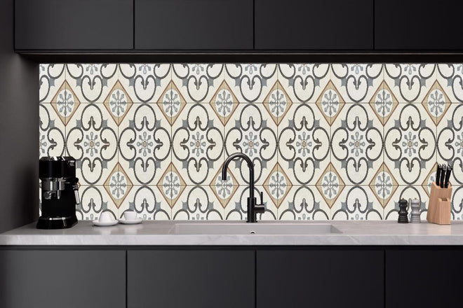 Küchenrückwand - Nahtlose beige graue Fliesen