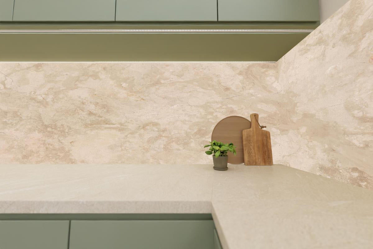 Küchenrückwand - Natürliche Beige Marmor Textur