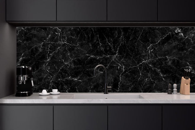 Küchenrückwand - Natürlicher schwarzer Marmor