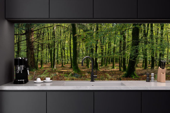 Küchenrückwand - Natürliches Waldpanorama in Grün