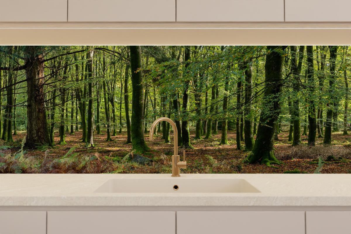 Küchenrückwand - Natürliches Waldpanorama in Grün