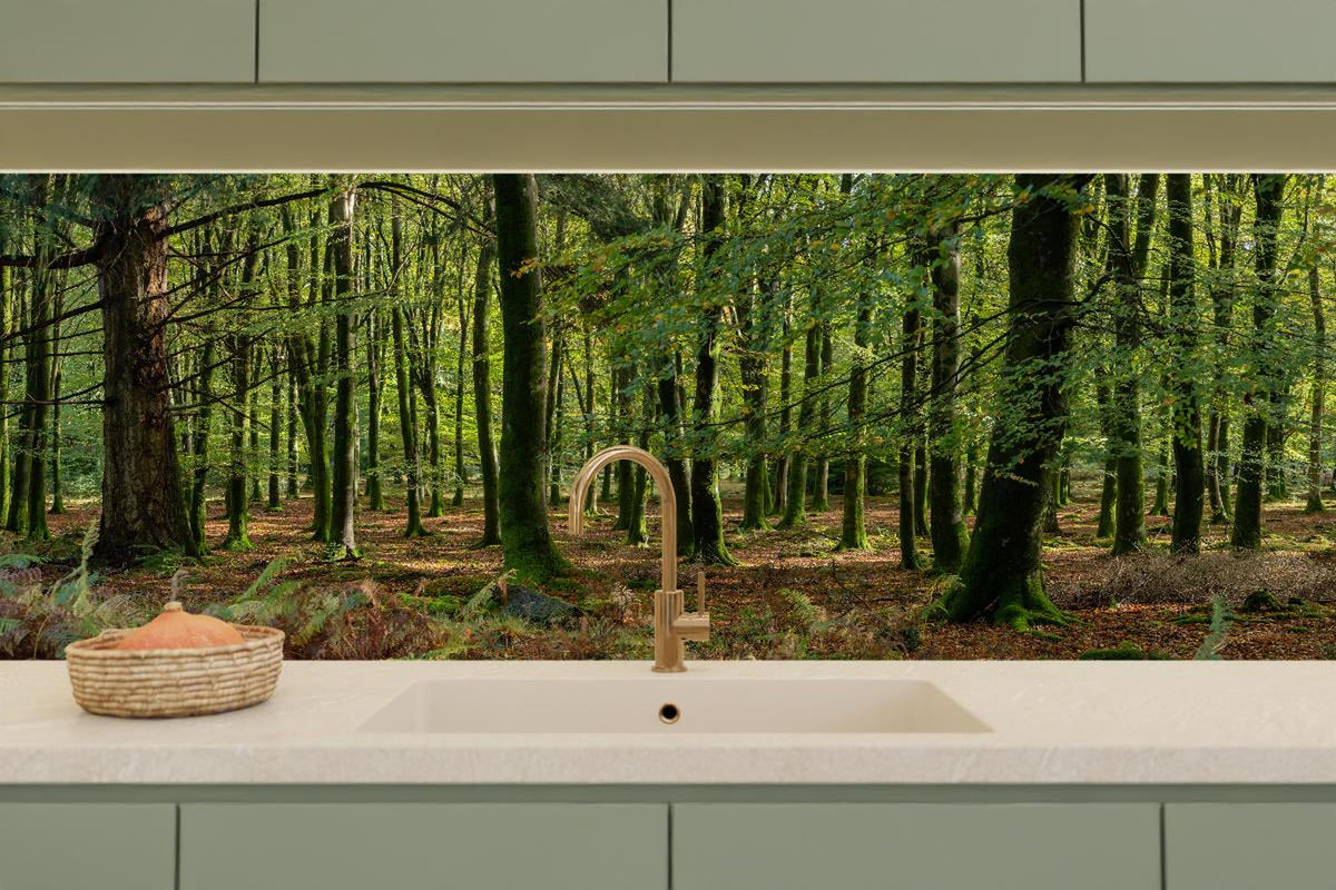 Küchenrückwand - Natürliches Waldpanorama in Grün