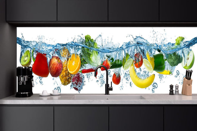 Küchenrückwand - Obst & Gemüse im Wasser