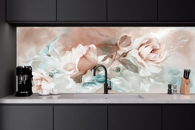 Küchenrückwand - Ölgemälde mit Rose