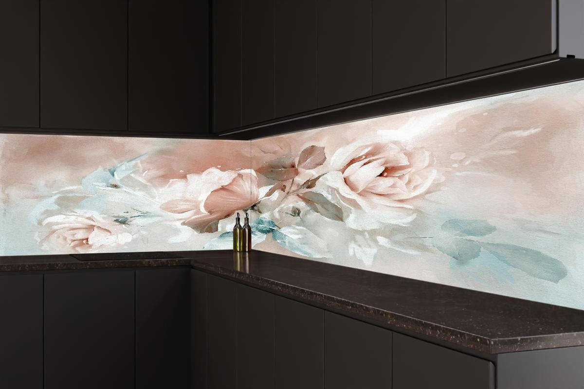 Küchenrückwand - Ölgemälde mit Rose