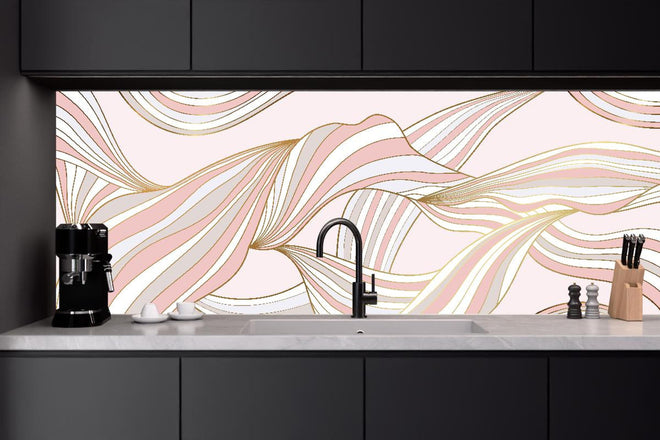 Küchenrückwand - Organische Linien Rosa Gold Muster