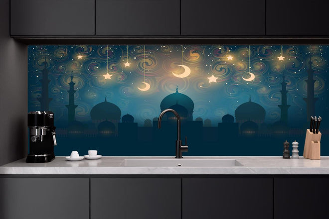 Küchenrückwand - Orientalische Moschee Nacht Silhouette