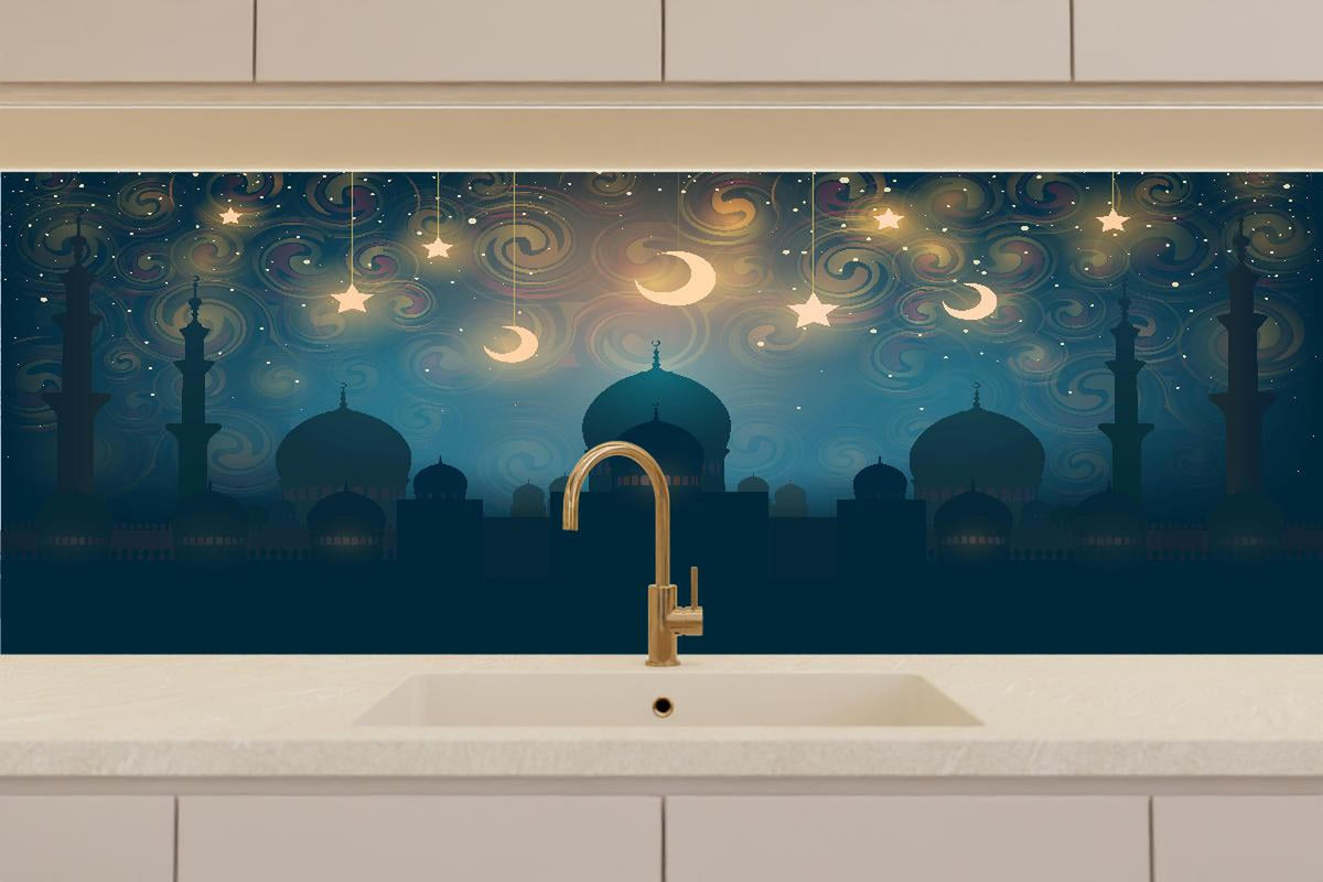 Küchenrückwand - Orientalische Moschee Nacht Silhouette