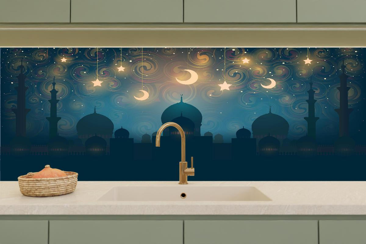 Küchenrückwand - Orientalische Moschee Nacht Silhouette