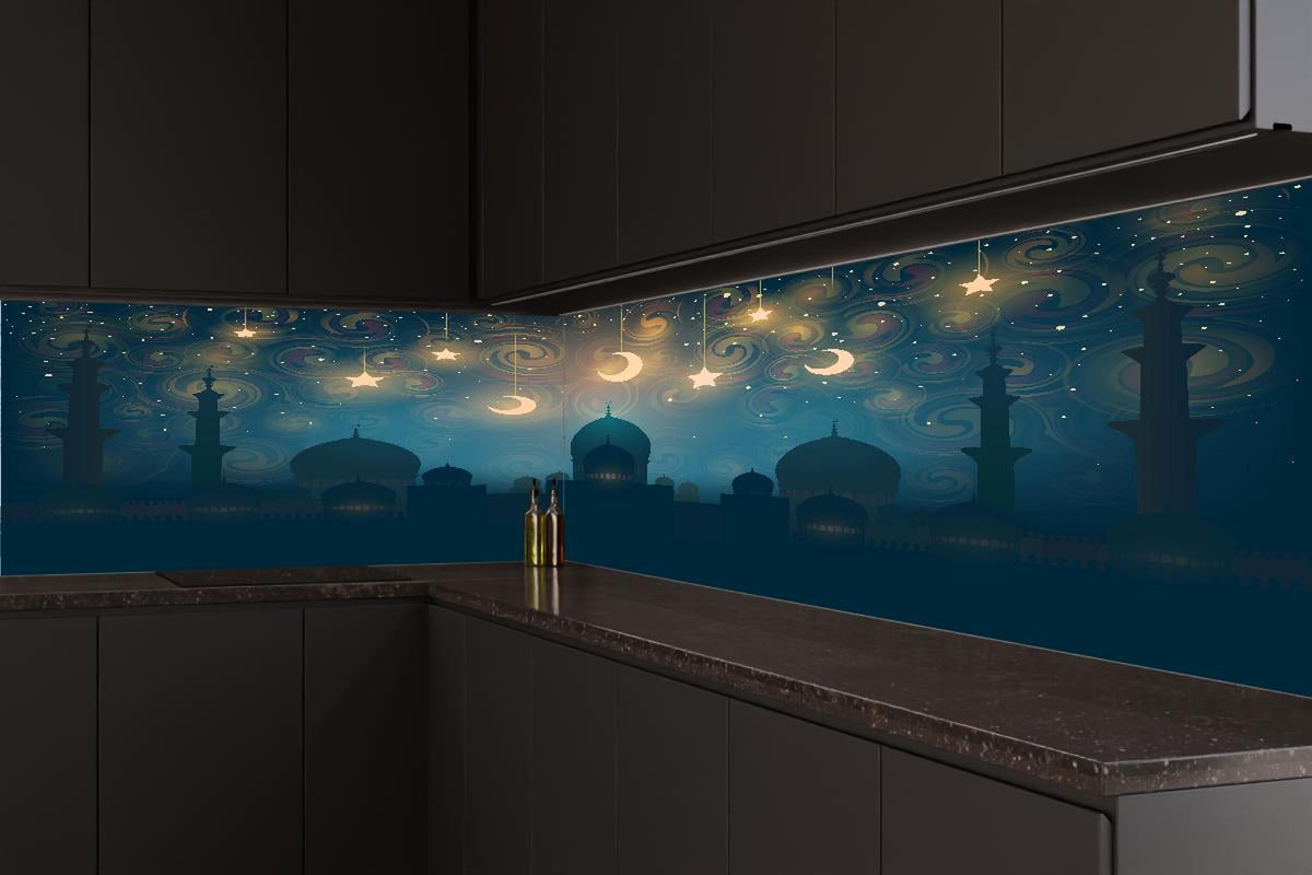Küchenrückwand - Orientalische Moschee Nacht Silhouette