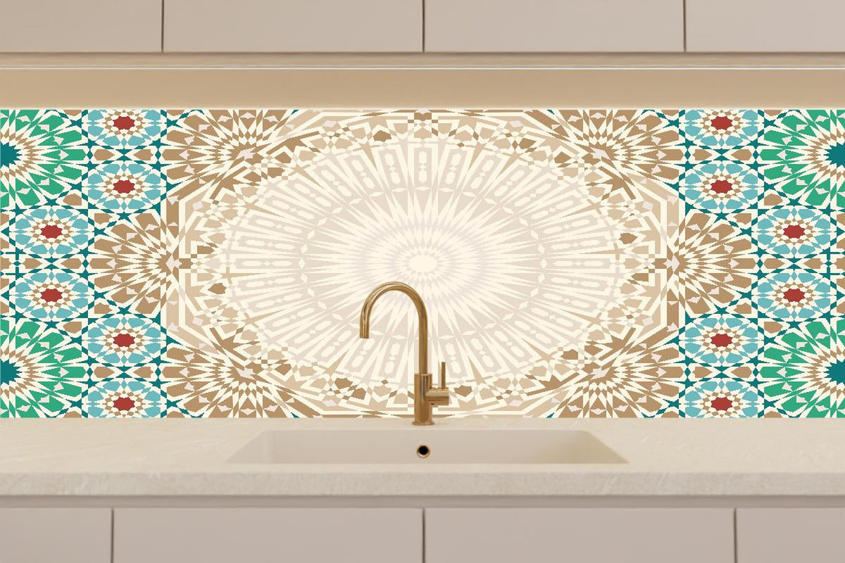 Küchenrückwand - Ornamentales Mandala-Muster in Beige