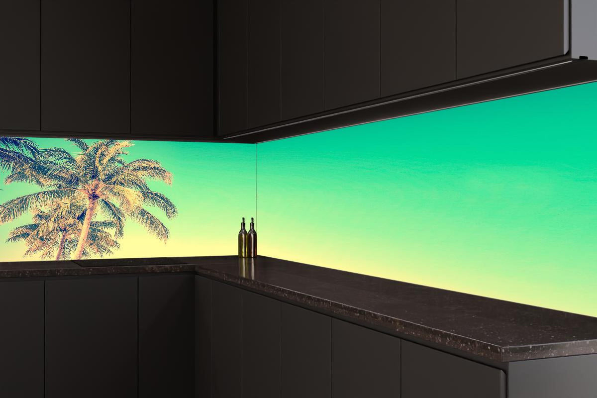Küchenrückwand - Palme im Panorama-Himmel