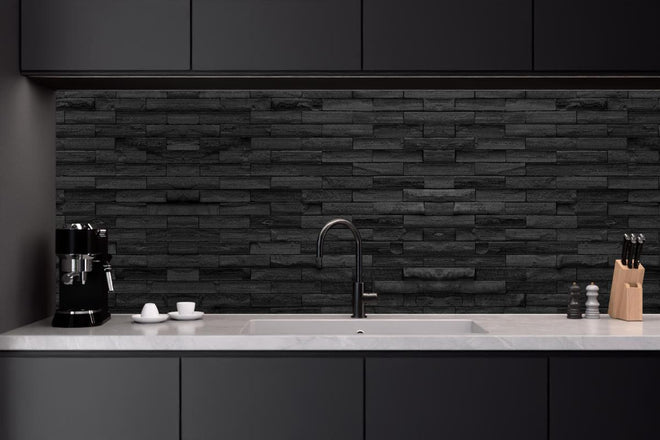 Küchenrückwand - Panorama von schwarze Backsteinmauer