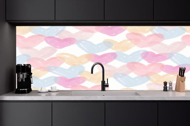 Küchenrückwand - Pastellfarbene Herz Illustration