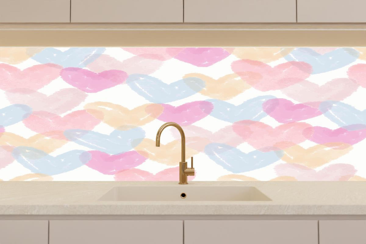 Küchenrückwand - Pastellfarbene Herz Illustration