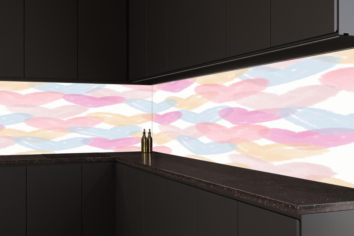 Küchenrückwand - Pastellfarbene Herz Illustration