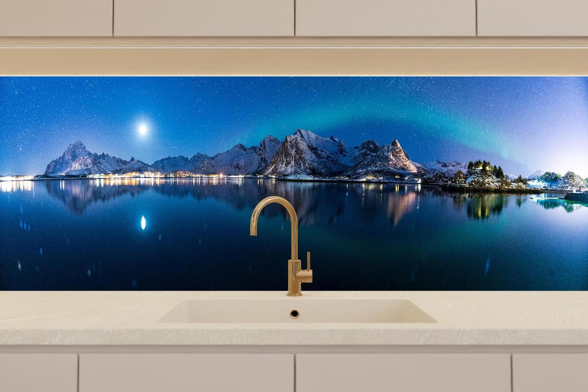 Küchenrückwand - Polarlichter am Himmel von Norwegen