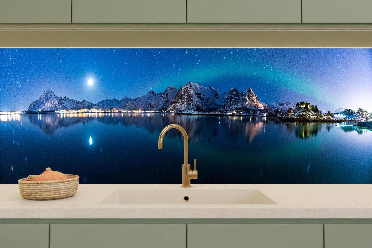 Küchenrückwand - Polarlichter am Himmel von Norwegen