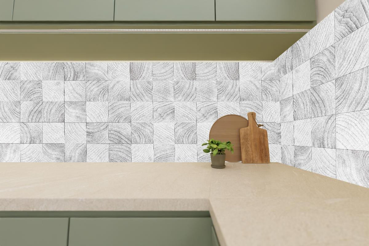 Küchenrückwand - Quadratische Holzartige Fliesen