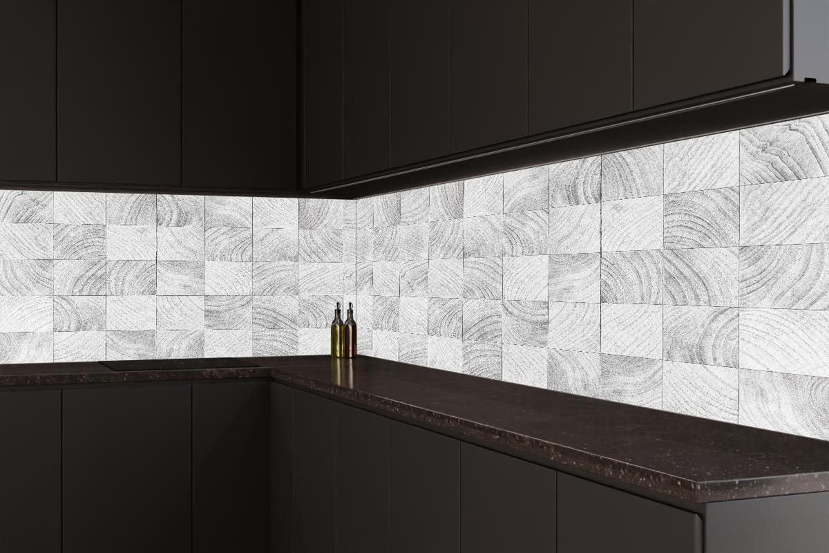 Küchenrückwand - Quadratische Holzartige Fliesen