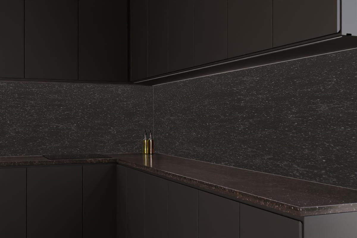 Küchenrückwand - Quarz Diamond Black
