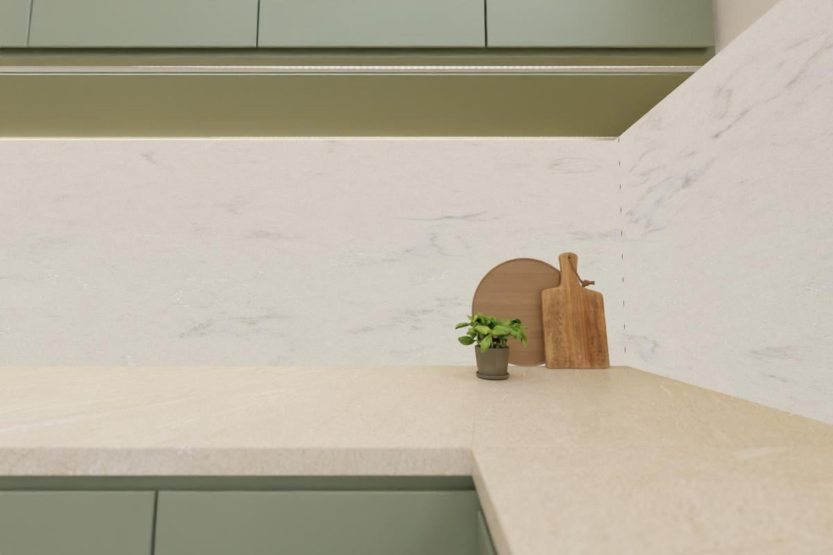 Küchenrückwand - Quarz Onyx White